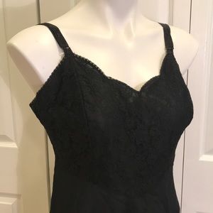 Vintage Bradley Full Slip Lace Bodice Black Sz 38